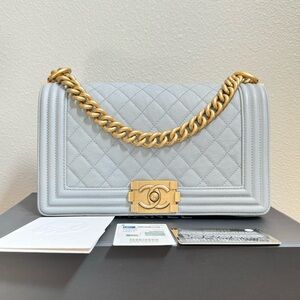 SOLD Chanel Boy Bag Medium Caviar in Grey